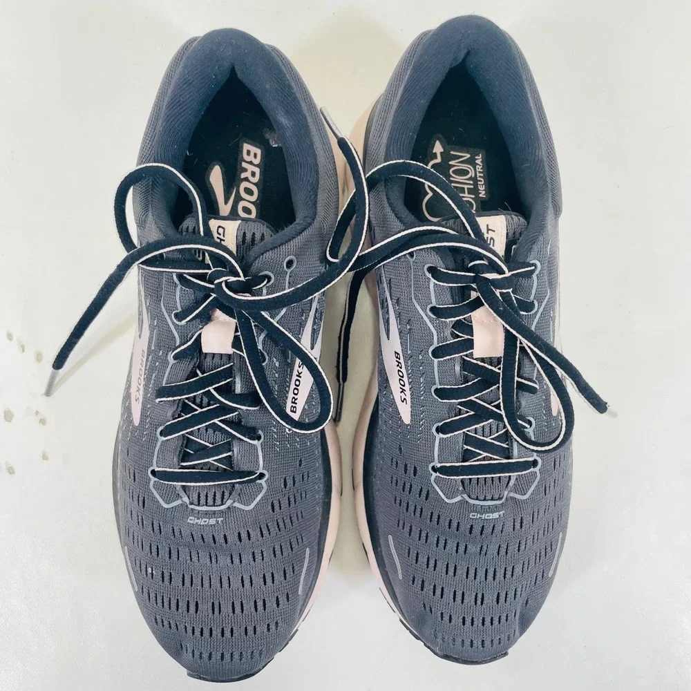 Brooks Ghost 13 Womens 8.5 Wide D Grey Pink Running Shoes 1203381D062